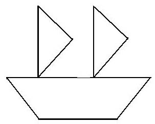 Какой фигуры не хватает чтобы составить кораблик. Танграм кораблик. Кораблик из геометрических фигур.