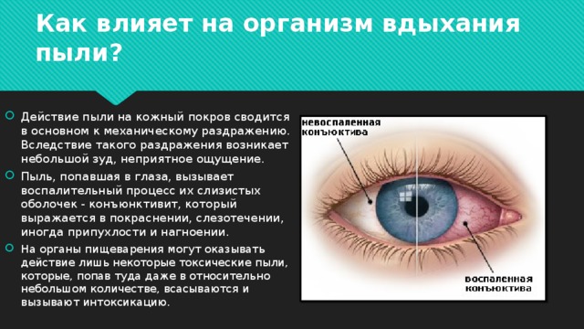 Как влияет на организм вдыхания пыли?