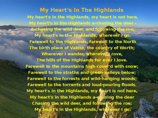 Burns my heart's in the highlands