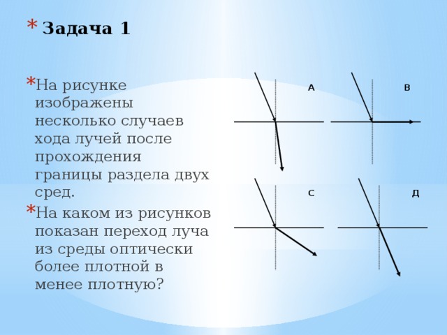 Посмотри на рисунок и выбери какие из утверждений являются верными луч света падает на пластинку