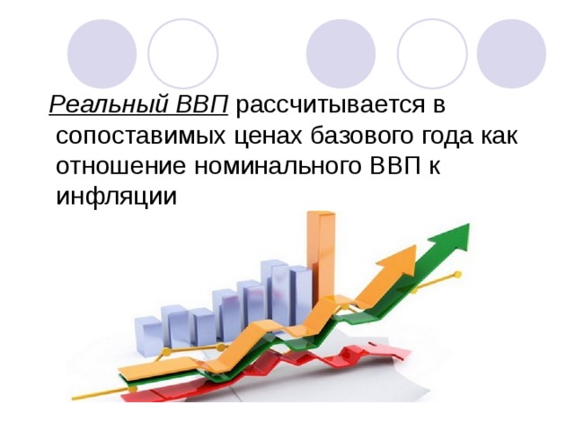 Реальный ВВП рассчитывается в сопоставимых ценах базового года как отношение номинального ВВП к инфляции