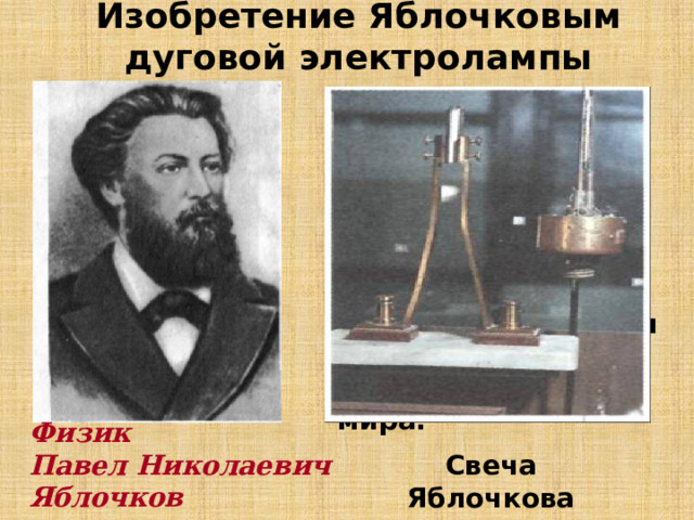 Презентация наука во второй половине 19 века. Изобретения Яблочкова. Наука во второй половине 19 века. Просвещение во второй половине 19 века.